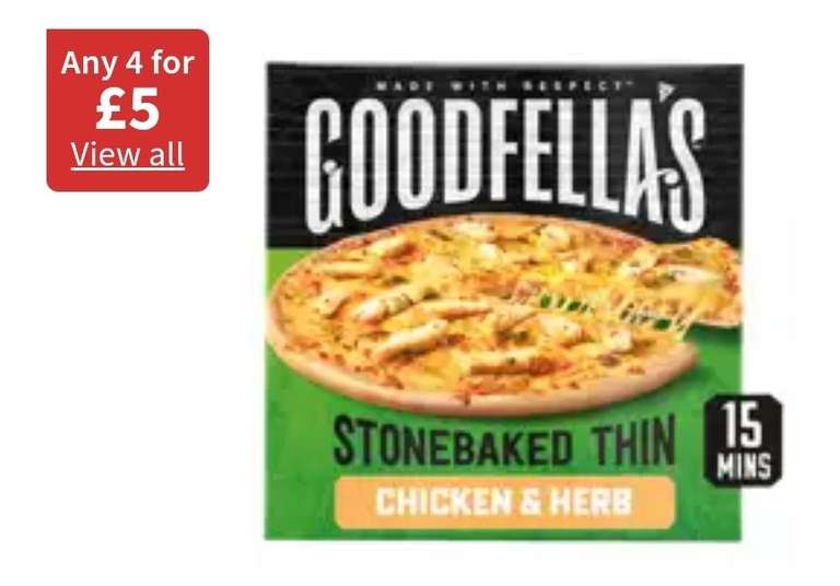 Goodfella's Stonebaked Thin Crust Chicken Pizza | 4 pizzas for £5 (£1.25 each) 365g