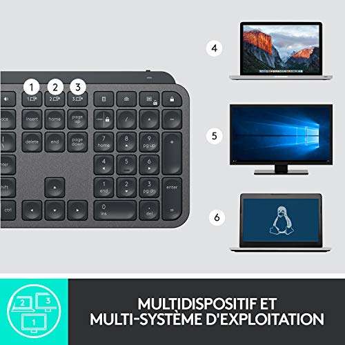 Logitech MX Keys Advanced Bluetooth Keyboard - Black (French layout)