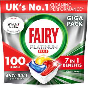 Fairy Platinum Plus All-In-One Dishwasher Tablets Bulk, Lemon, 100 Tablets (20 x 5) - £16.91 S&S