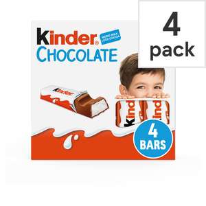 3 for £1.20 Kinder Chocolate 4 Pack 50G Clubcard Price @ Tesco