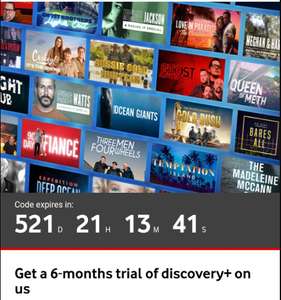 Free 6 month subscription of Discovery Plus @ Vodafone VeryMe