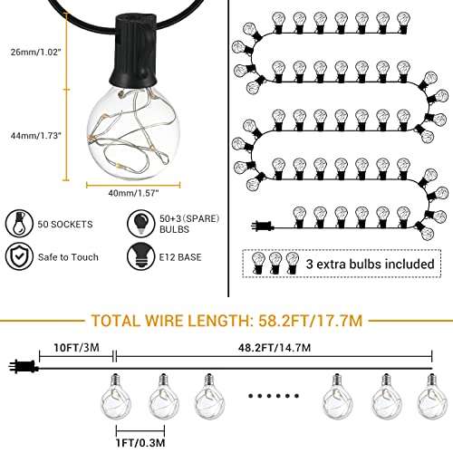 GlobaLink LED Outdoor String Lights, 17.7m £24.49 With Code, Dispatched By Amazon, Sold By Global Link