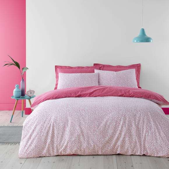 Dottie Pink 100% Cotton Duvet Cover and Pillowcase Set Dbl £11 / King £13, £3.95 delivery or Free click & collect at limited stores @ Dunelm