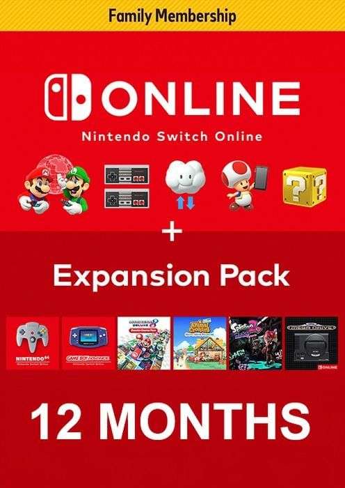 Nintendo Switch Online 12 Month Family Membership Plus Expansion Pack
