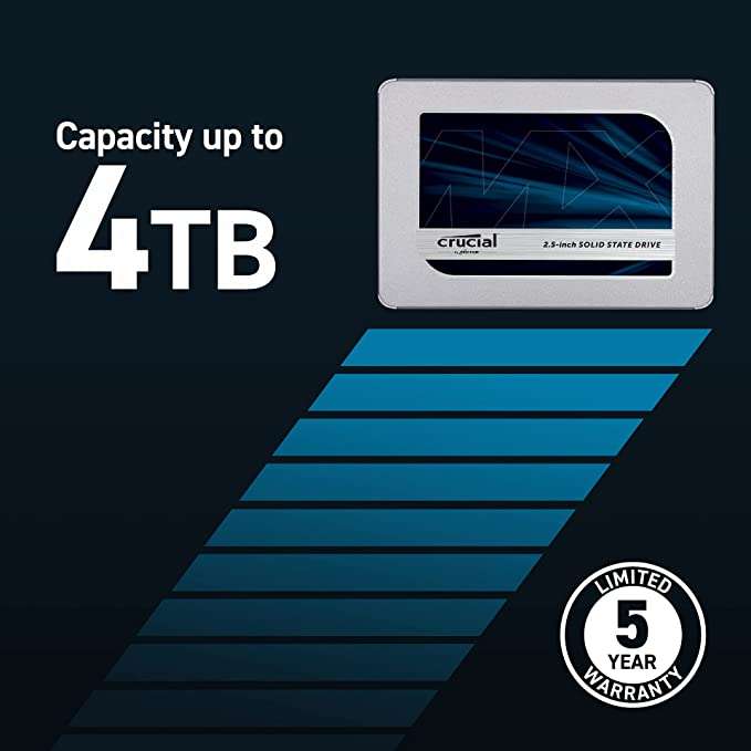 Crucial MX500 500 GB CT500MX500SSD1-Up to 560 MB/s (3D NAND, SATA, 2.5 Inch, Internal SSD), Black £39.97 at Amazon