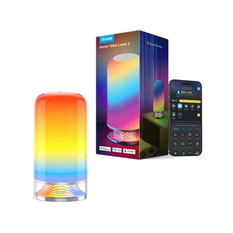 Govee RGBICWW Smart Table Lamp 2 ( Smart Light / RGBIC / 16 million colours / Voice Control / App / AI Mode ) w/code