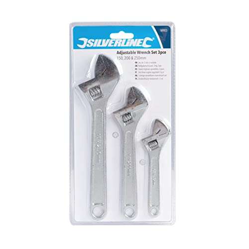 Silverline WR03 Adjustable Wrench Set 3pce 150, 200 and 250 mm - £7.10 @ Amazon
