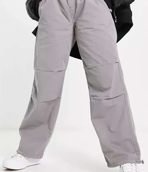 Stradivarius parachute trousers in light grey