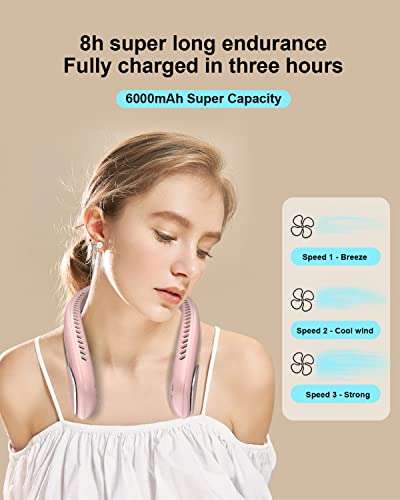 Bladeless Personal Neck Fan Pink £16.59 with voucher and code @ Dispatches from Amazon Sold by Jialexin UK