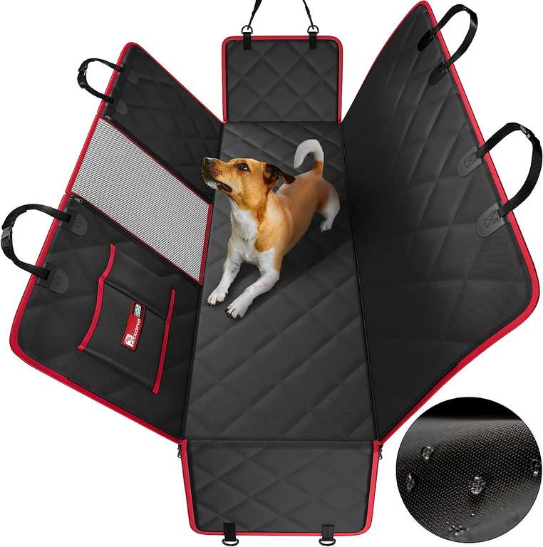 Dog Hammock for Car Back seat with Mesh Visual Window, Side Flaps with Zipper, Padded 4 Layers Waterproof - Sold by Petzana