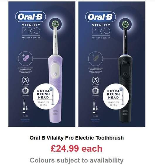 Oral-B Vitality PRO Twin Pack Black/Lilac Electric Toothbrushes