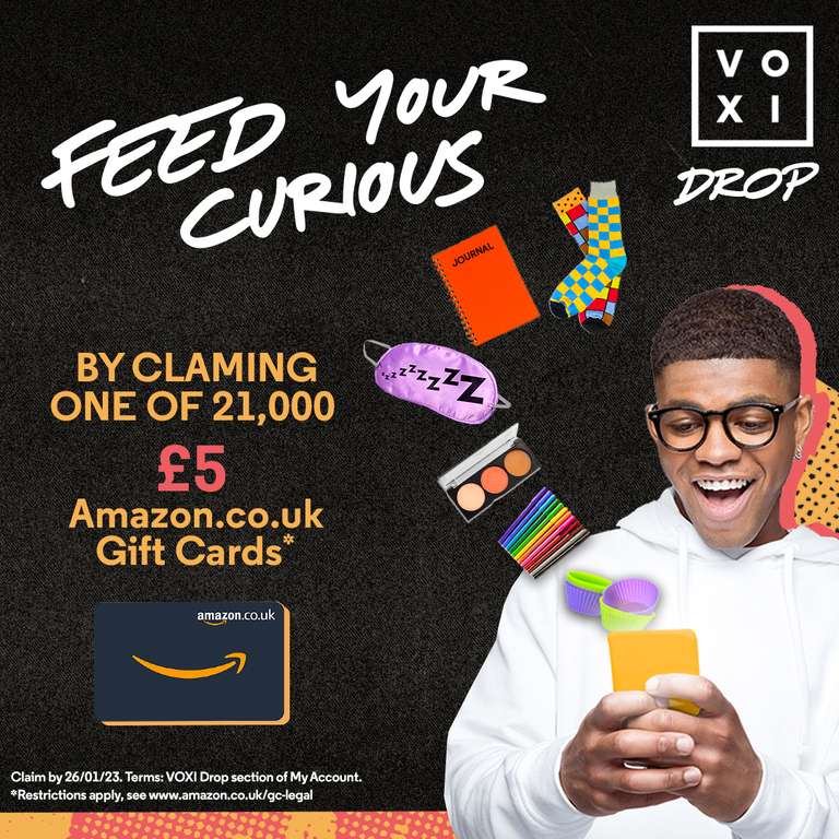 Free £5 Amazon Gift Card voucher for customers with Voxi Drop (21,000 available) @ Voxi