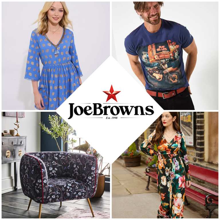 Now Up to 50% Off Joe Browns Outlet Sale (Including Men's, Women's & Homeware) New Lines Added & Further Price Drops