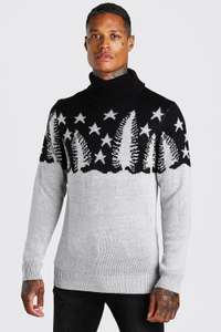 MUSCLE FIT FOREST ROLL NECK CHRISTMAS JUMPER + free delivery with code