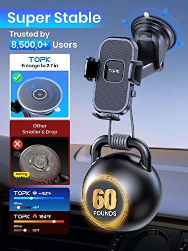 TOPK Car Phone Holder - £6.92 (Discount Automatically Applied At Checkout) Dispatched By Amazon, Sold By TOPKDirect
