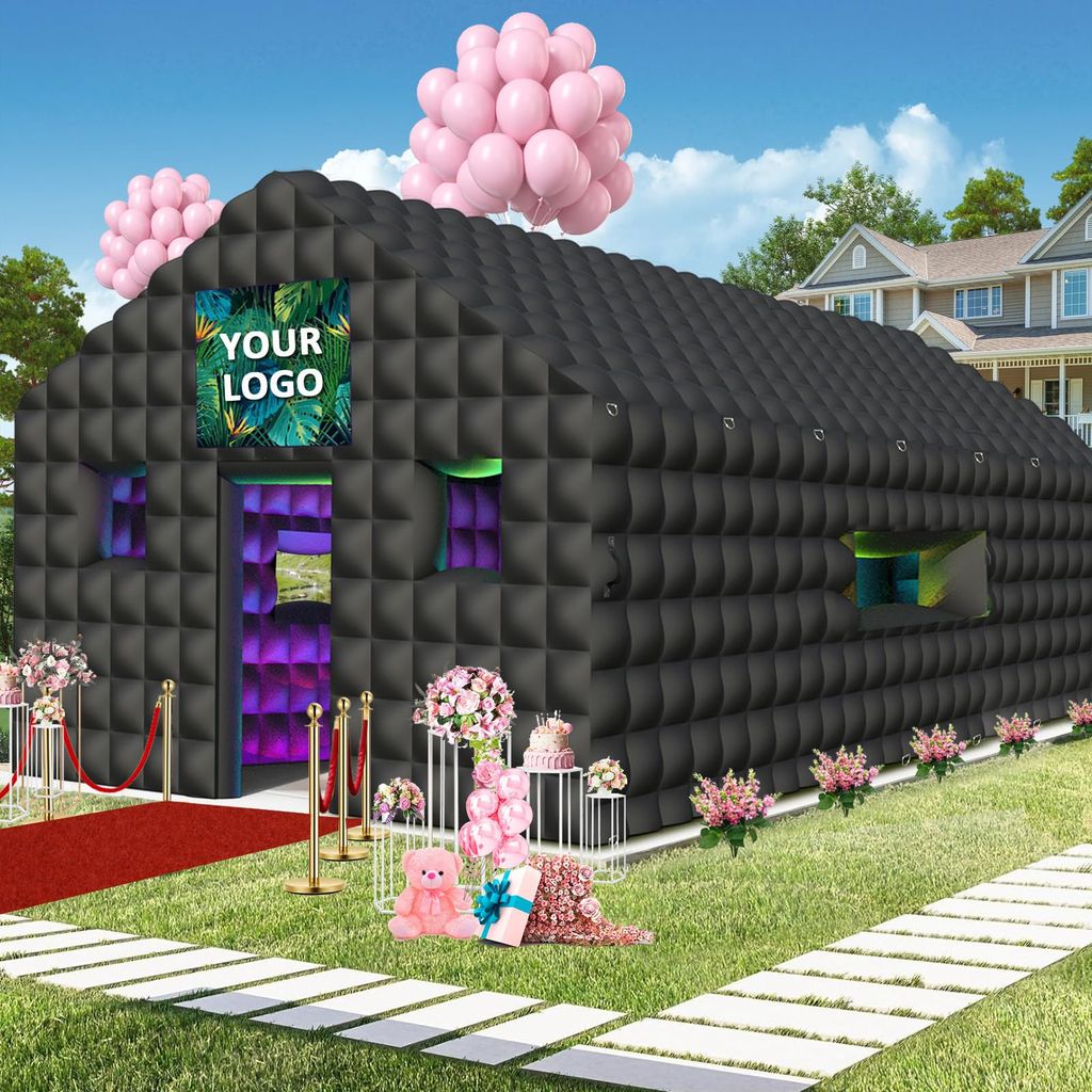 Inflatable Nightclub 20x16.8x12 Ft, Large Black Inflatable Club Tent with 2 Doors and Logo Area - Sold & fulfilled by Amazon US