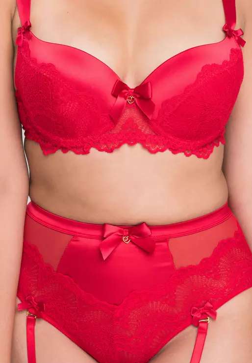 Moonlight Desire Red Satin Crotchless Bra Set Now £15.99 with Free Delivery Code From Lovehoney