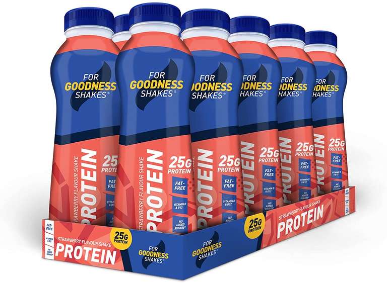 For Goodness Shakes High Protein Strawberry Shake, 475ml - Pack of 10 £10 / £9.50 Subscribe & Save @ Amazon