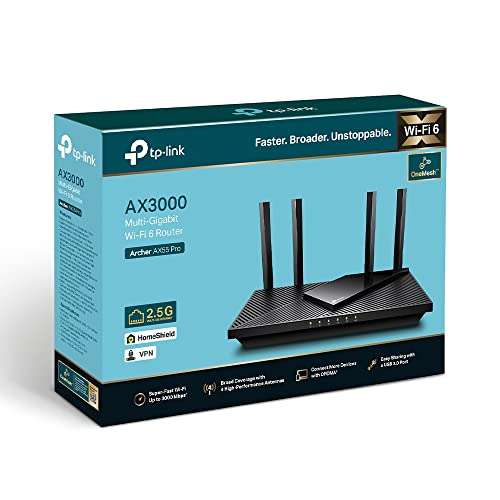TP-LINK AX3000 (Archer AX55 PRO) Multi-Gigabit Wi-Fi 6 Router with 2.5G Port £84.99 @ Amazon