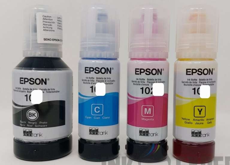 Epson EcoTank Ink Bottle Refills: Yellow 102 / 104, Cyan, Magenta - £4.99 - Black £9.99 - Free C&C