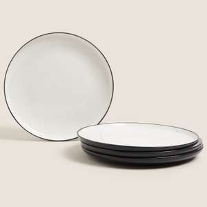 M&S Collection Set of 4 Tribeca Stoneware Matte Dinner Plates - Free Click & Collect