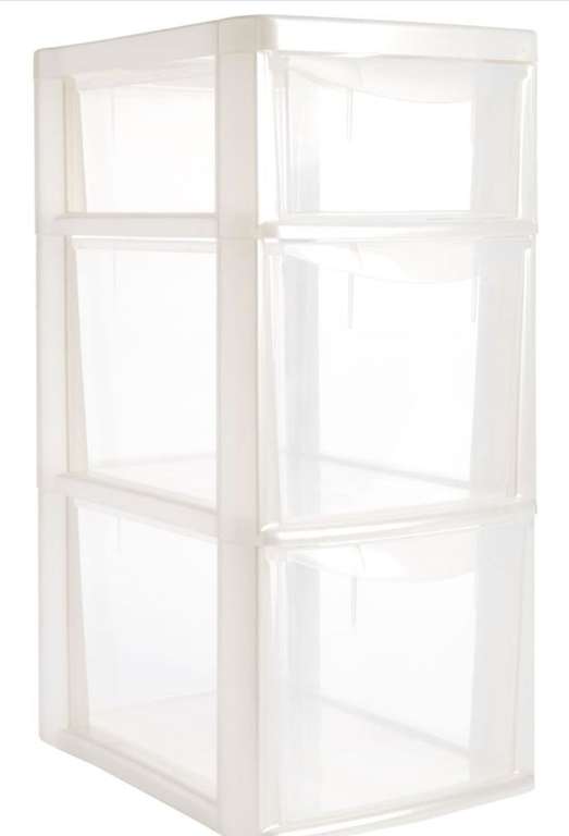 Wilko Clear 3 Drawer Tower Storage Unit 27 x 19 x 47.5cm £4.20 with Free Click & Collect (Selected Stores) @ Wilko