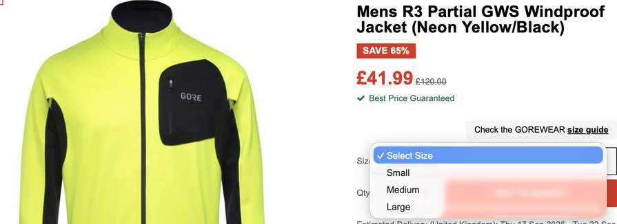 GOREWEAR Men's R3 Partial GWS Windstopper Jacket Black S/M £30.39