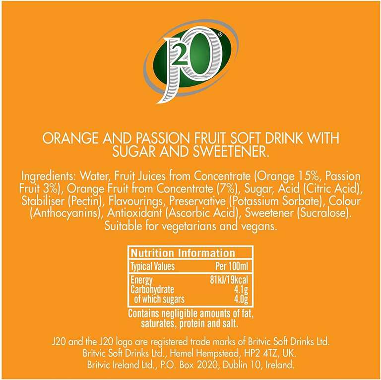 J2O Orange & Passionfruit Fruit Juice 12x 250ml (£5.87/ £4.49 possible with S&S and 1st subscription voucher)