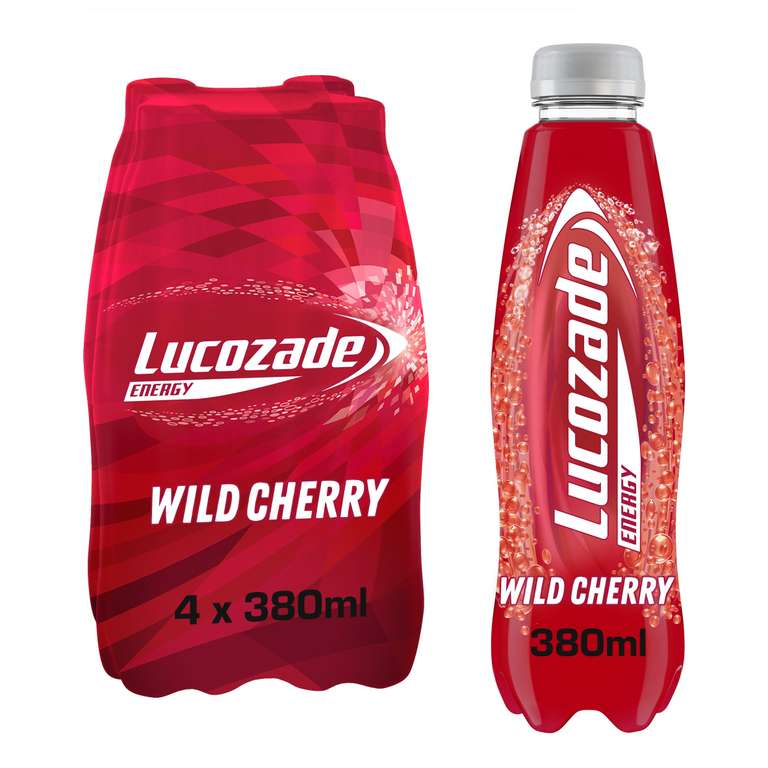 Lucozade Energy Drink Wild Cherry 4x380ml - £1 Heron Foods Bootle Strand