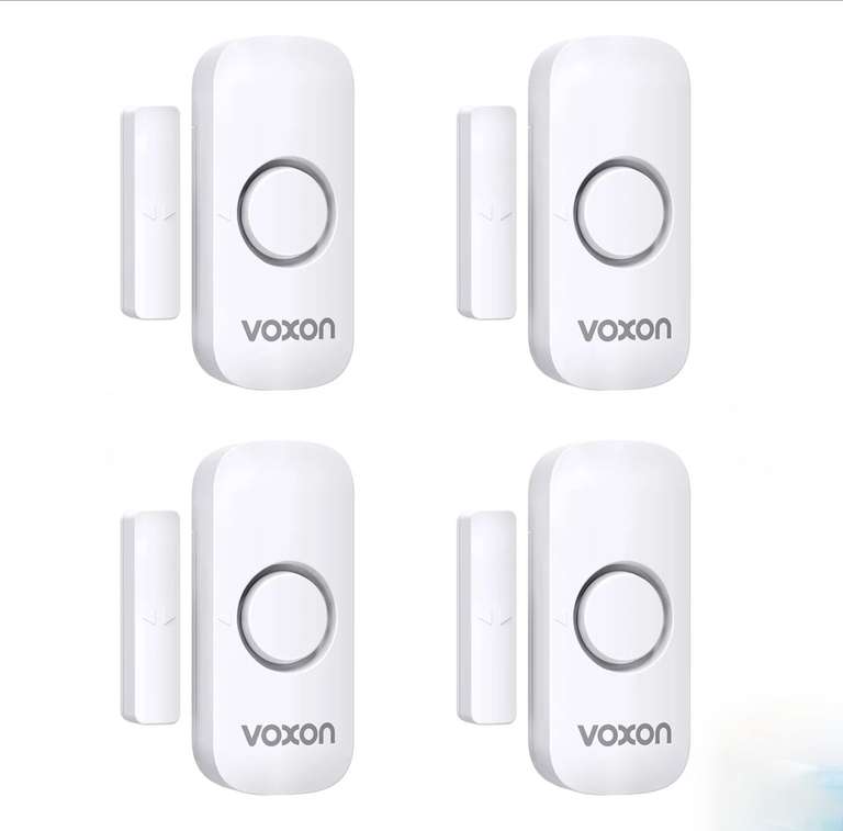 VOXON Wireless Magnetic Door and Window Alarm Sensor 4 Pack With Code