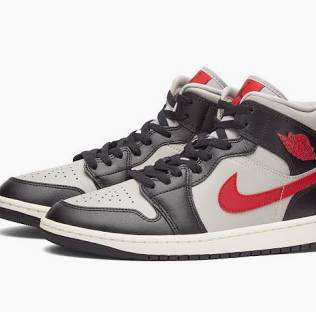 Air Jordan 1 Mid trainers in black college grey and gym red with code (possibly less depending on mystery discount) + free delivery