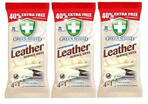 3 x Green Shield Leather Surface Wipe Conditioning Dirt Grime Protect 210 Wipes £4.73 + £4.49 NP FB Amazon Sold by Pallett & Partners