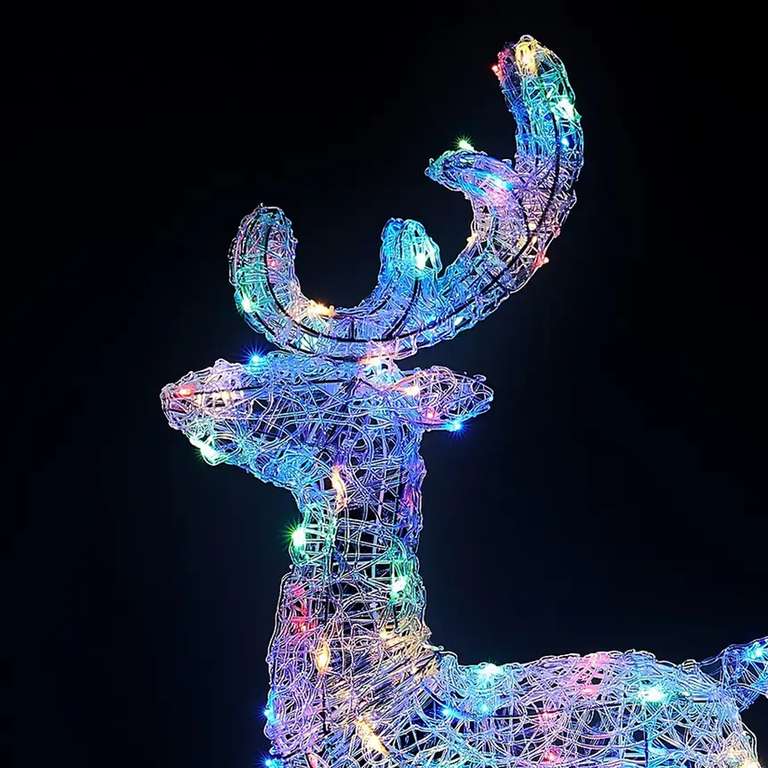 Acrylic LED Reindeer Multicolour 3D Outdoor Christmas Light 104cm - £30 Using Click & Collect @ Homebase