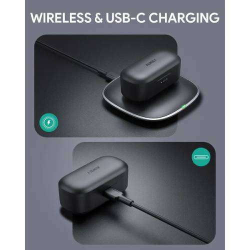 AUKEY EP-T21P Wireless Charging Earbuds / Headphones USB-C, 10mm Drivers IPX6 black - £9.49 With Code Delivered @ MyMemory