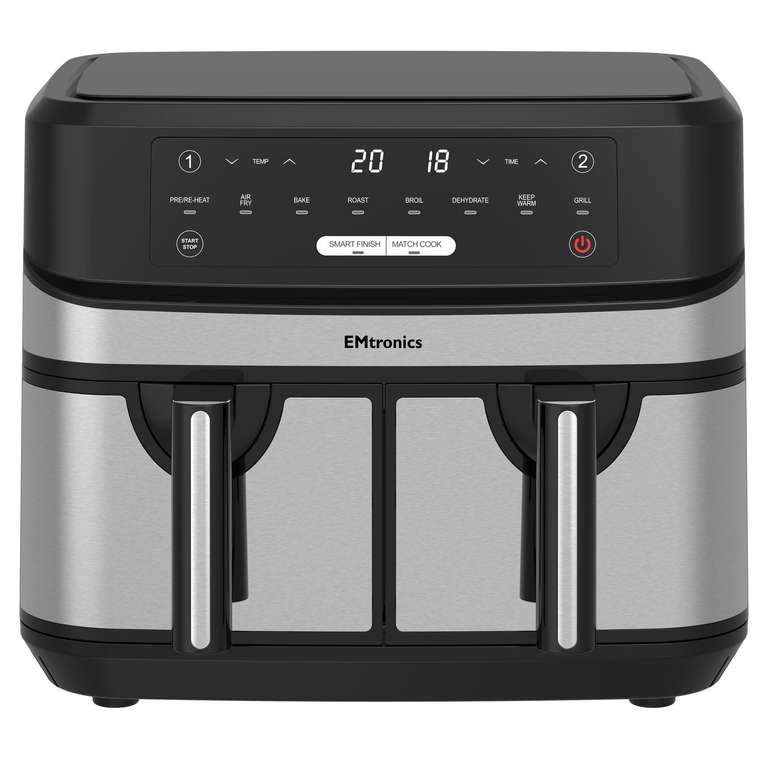 EMtronics Double Basket Air Fryer Large Digital 9 Litre Dual with Timer (Various colours) £94.99 with code @ eBay / electric_mania