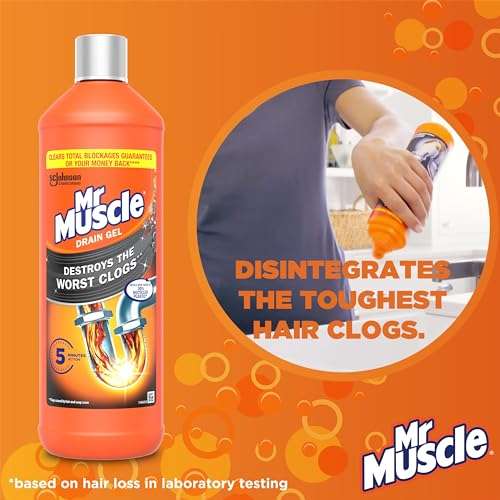 Mr Muscle Drain Unblocker, 2 x 1L (10% Voucher & Subscribe & Save - As Low As £4.50)