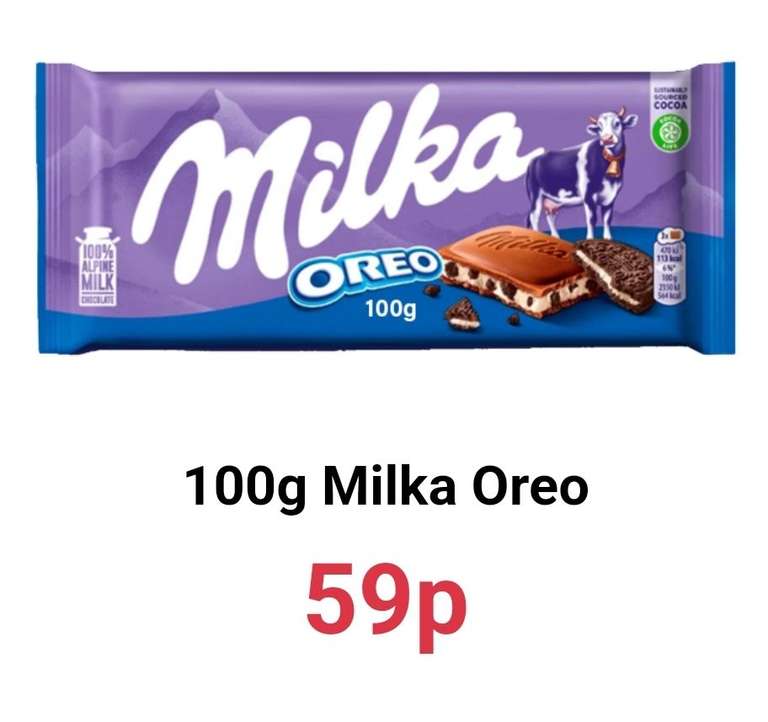 100g Milka Oreo 59p / 500ml Crucial Sauces £1 / Double Heated Blanket £19.99 / 350g Cathedral City Mature Cheddar £2.49 / Watermelon £1.79