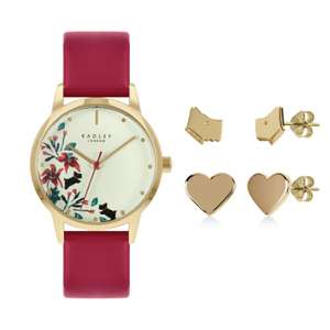 Radley RY21218A-SET Ladies Red Strap Watch and Earrings Set (two pairs) for £49 click & collect @ Argos