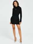 Michelle Keegan Twist Neck Long Sleeve Mini Dress - Black - sizes 8-14 - (free C&C With a £30+ Spend)