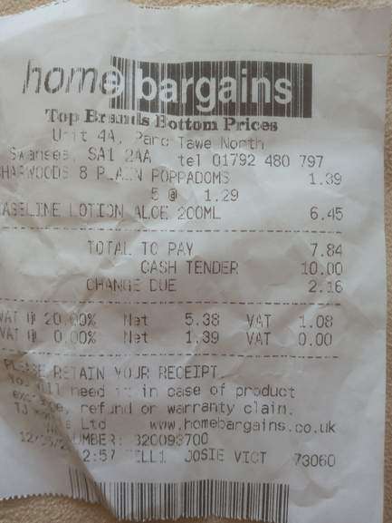 Vaseline Aloe 200ml £1.29 in Homebargains Parc Tawe North Swansea