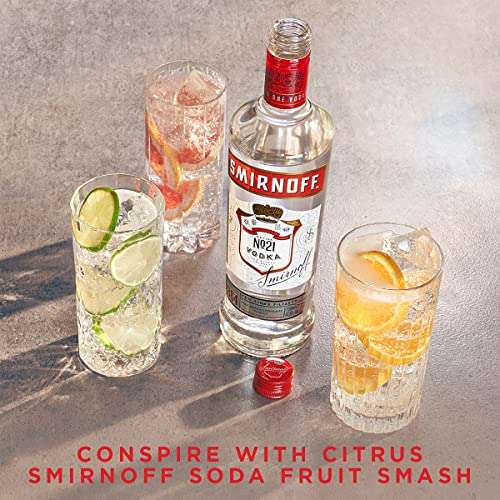 Smirnoff No. 21 Vodka, Red Label, World's number 1 vodka, 37.5 % Vol, 1L
