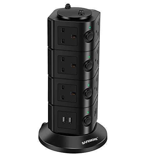 SAFEMORE Tower Extension Lead 14 Socket and 4 USB Plugs £18.48 with 50% off voucher @ Dispatches from Amazon Sold by TJTANK