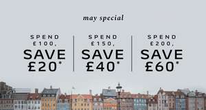 Skagen Spend & Save (Spend 100 save £20/Spend £150 save £40/Spend £200 save £60) + Extra 15% off with letter sign up