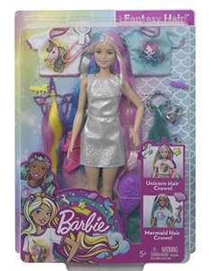Barbie Fantasy Hair Doll, Blonde, 2 Decorated Crowns, 2 Tops & Accessories £14.99 @ Amazon