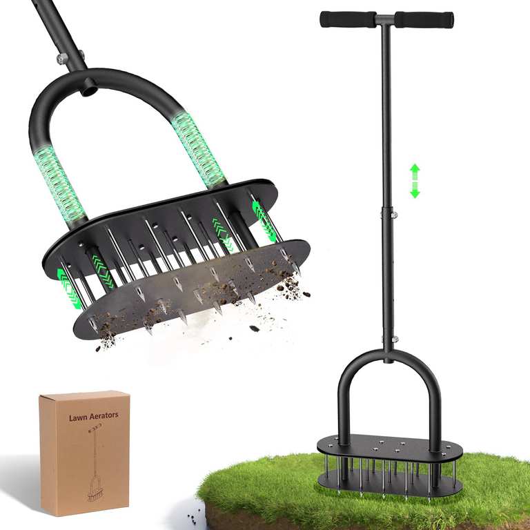 Lawn Aerator Automatic Dirt and Leaf Clean Design,Pre-Assembled 15 Iron Spikes Sold by ONADAK-UK / FBA