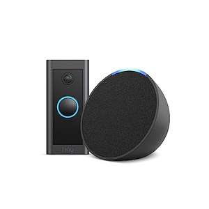 Ring Video Doorbell Wired by Amazon, Works with Alexa + Echo Pop Charcoal - Smart Home Starter Kit £44.99 Amazon Prime Exclusive