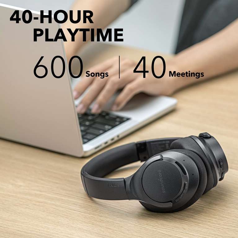 soundcore Anker Q20 Hybrid Active Noise Cancelling Wireless Headphones, 40H Playtime, Hi-Res Audio, Deep Bass - Sold By Anker Direct FBA