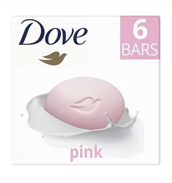 Dove Pink Beauty Bar Soap 1/4 Moisturising Cream 6 X 90G - £2.89 + Free Click & Collect @ Superdrug