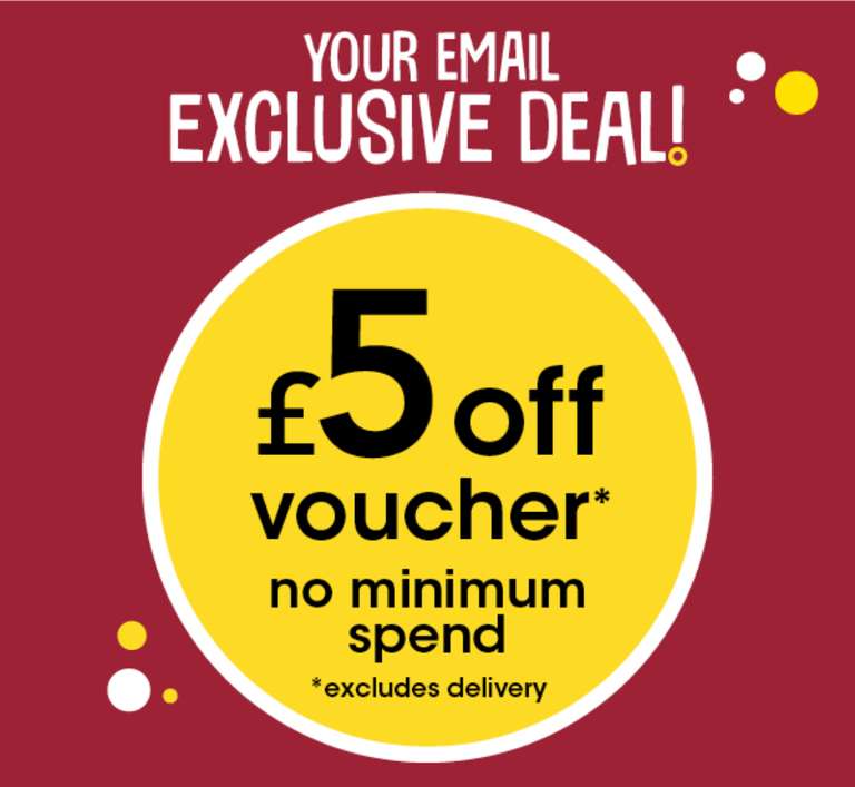£5 off Online No minimum spend stacks with all current offers (targeted email) @ Wilko