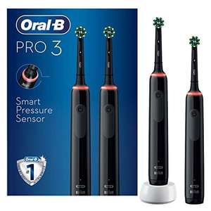 Oral-B Pro 3 2x Electric Toothbrushes with Smart Pressure Sensor, 2 Handles & 2 Toothbrush Heads - £64.99 - Prime Exclusive @ Amazon
